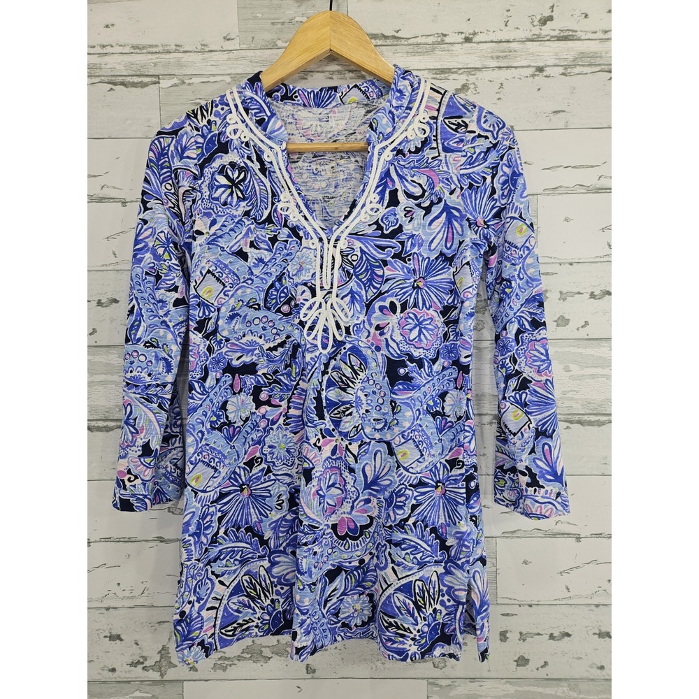 Lilly Pulitzer Womens XXsmall Kaia Knit Tunic Blue Purple